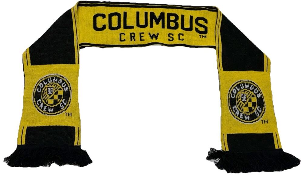 Columbus Crew SC Soccer Scarf 5' Acrylic Knit Winter Black Yellow Ruffneck